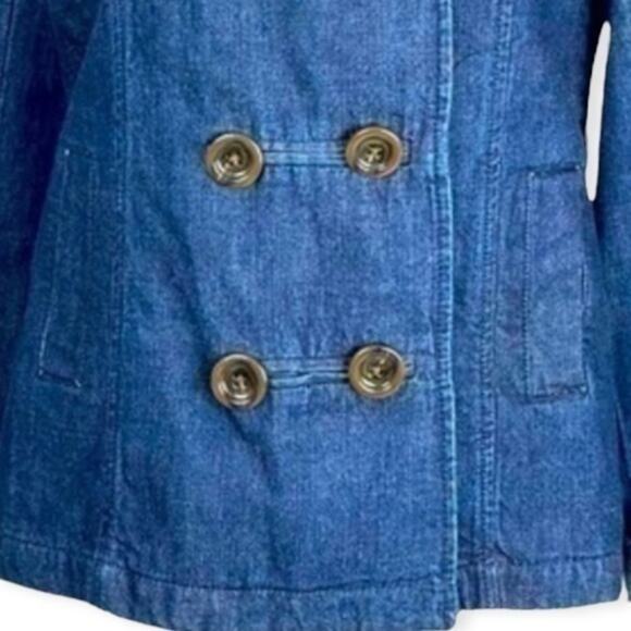 Old Navy Blue 100% Cotton Double Breasted Cottage Boho Jean Jacket NWOT Size SP - Picture 4 of 10